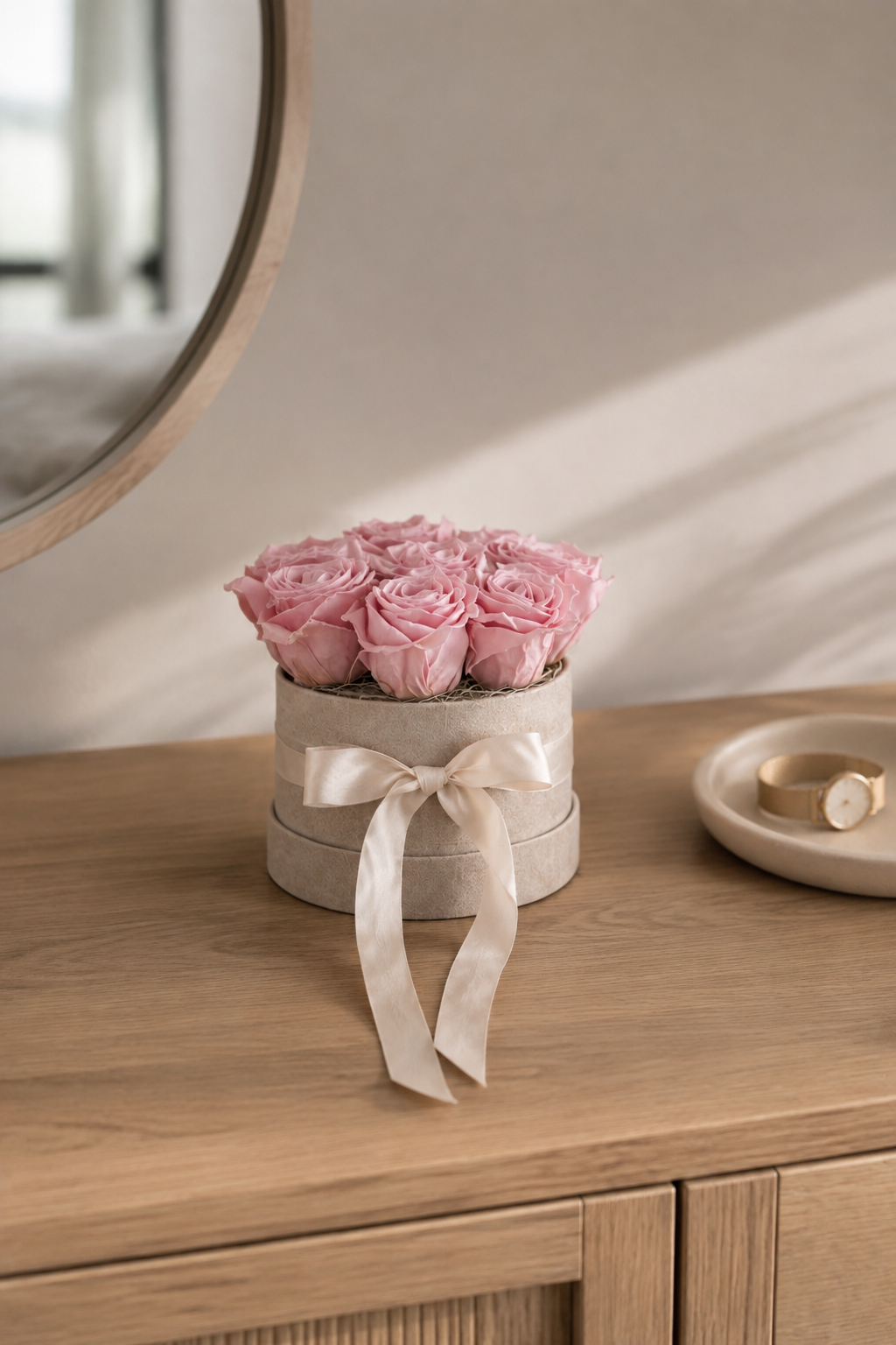 Rosenbox Rosa als langlebige Dekoration im Zuhause
